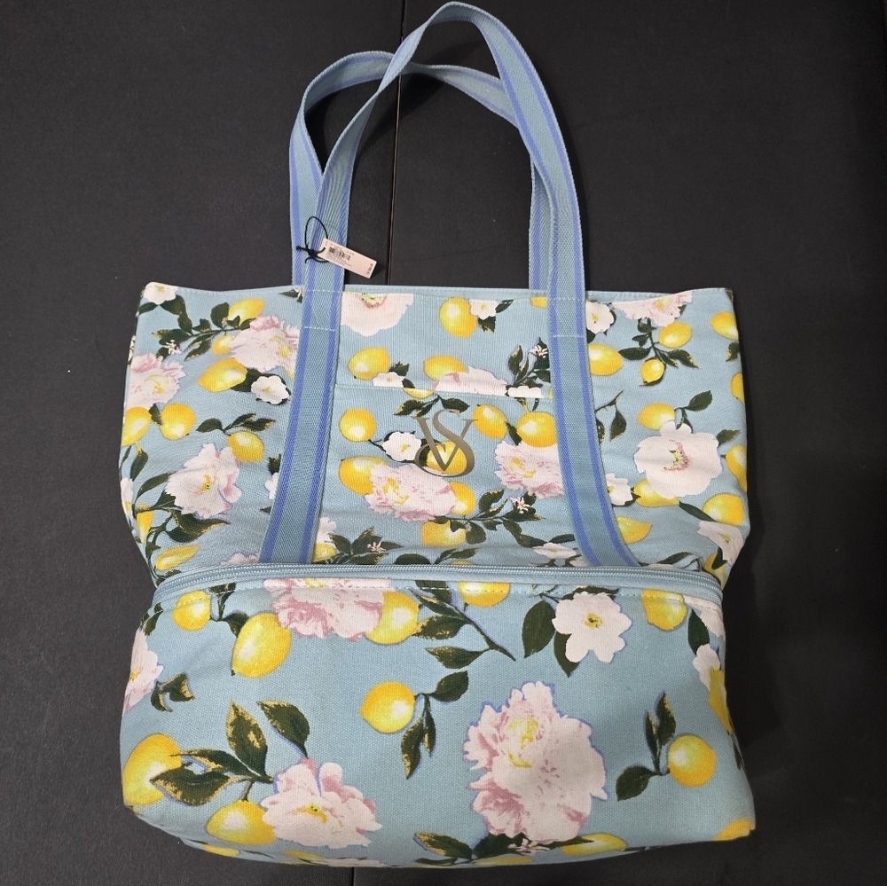 New VS Victorias Secret Lemon And Flowers Lunch Bag Tote
